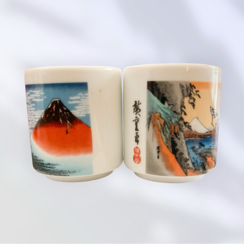 Tokaido Guinomi Vintage Sake Porcelain Ceramic Cup Set of 5 In Box EUC - Picture 11 of 16